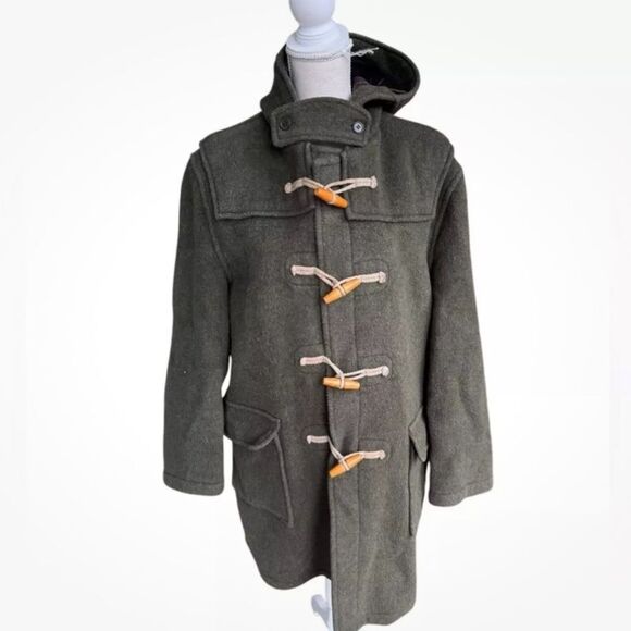 Gloverall the Original Duffle Coat 100% Wool Hooded Made in England Green M - Picture 1 of 6